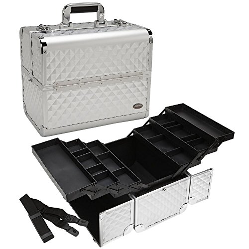 Seya Large Pro Makeup Artist Case (Silver Diamond & Trim)