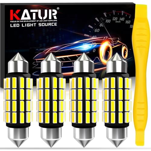 KATUR Ampoule C5W LED, 39mm 1.54'' Festoon LED Canbus 12V 24V 6000K Blanc Xénon 6411 6413 6423 6461 DE3425 DE3423 Ampoules pour Voiture Dôme Carte Coffre Lumière de Courtoisie, 4pcs