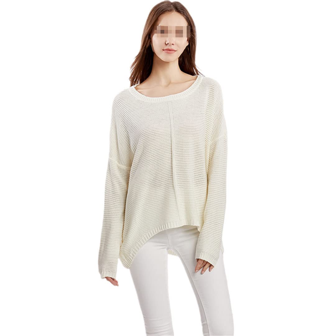 Damski sweter swetry jesień moda swobodny sweter z dzianiny damskie swetry z dzianiny sweter topy, biały, L