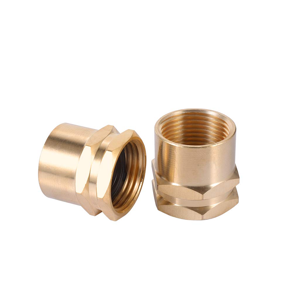 Brass Pipe to Garden Hose Fitting Connect,3/4" GHT Female x 3/4" NPT Female Connector,GHT to NPT Adapter Brass Fitting,Garden Hose Adapter (2 Pack)(3/4GHT female to 3/4 NPT female)