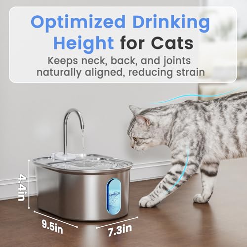 Fuente para gatos de acero inoxidable Petinstinct y 3,2L con apagado seguro 8