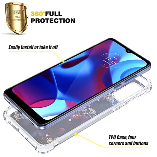 Compatible With Motorola Moto G Pure Case, Moto G Power 2022 Case, Slim Soft Shockproof Tpu Bumper Motorola Pure Phone Case Motorola G Power (2022) Phone Case, Floral Beautiful Cover (Dark Purple) #TOP3