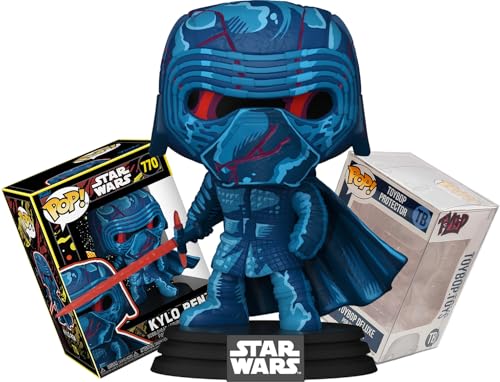 Funko Episodio 7 Kylo Ren (Retro con casco azul y sable de luz rojo) + ToyBop Protector: Star Wars The Force Awakens Pop! Figura de vinilo (incluye estuche protector pop)