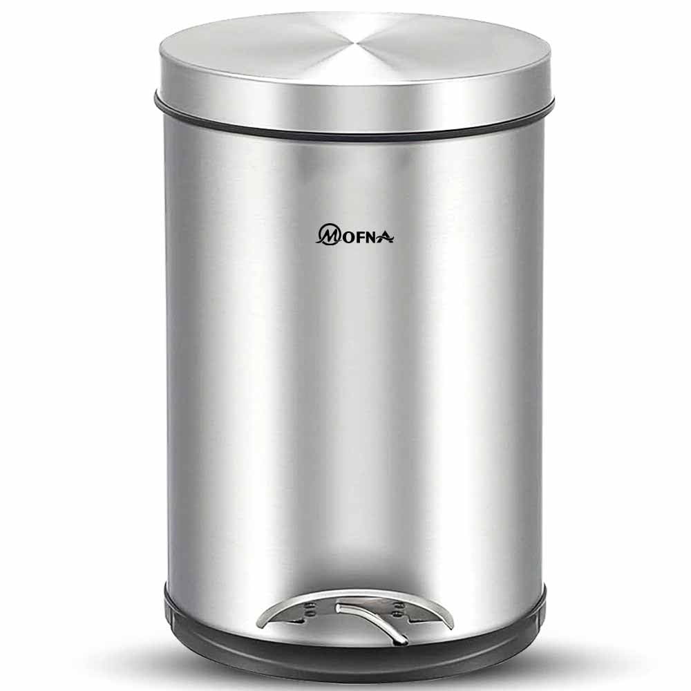 mofna Stainless Steel Plain Dustbin with Pedal, Trash Can, Wastebasket, Garbage Bin for Home, Office, Bathroom, Bedroom, Toilet, Outdoor, Indoor and Kitchen, (7x10 In -5 Liter, Silver), Pack of 1-image-36