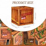 Dormirpilow 6 Pcs Dinosaur Table Centerpieces with 3 Artificial Greenery Strands, 10x10x10 Inch Prehistoric Theme Box Set for Dino Birthday Party Supplies,Rustic Wood Crate Backdrop Photo Props