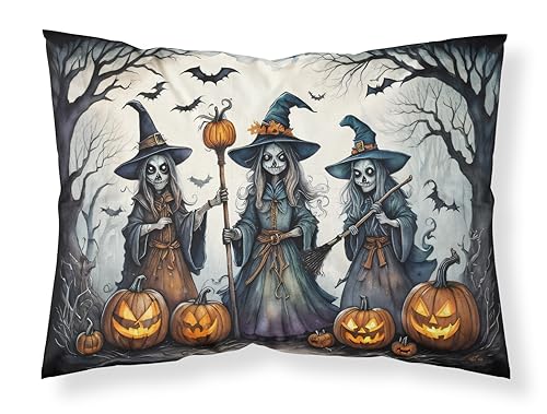 Caroline's Treasures DAC2291PILLOWCASE Witches Spooky Halloween Fabric Standard Pillowcase Lightweight Super Soft Easy Care Decorative Artwork Pillowcase, Standard