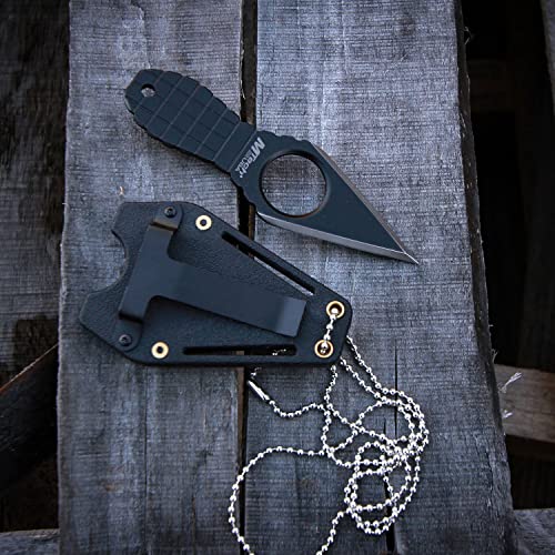 image for MTech USA – Fixed Neck Knife - Black Blade and Handle, Full Tang, In
