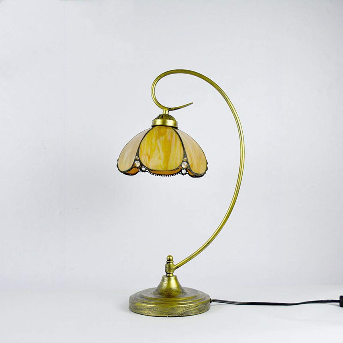 GDLight Tiffany-Stil Mittelmeer-Tischlampe Gelb-Buntglas-Schreibtischlampe Gooseneck Kinder-Nachtlichter für Nacht Wohnzimmer Schlafzimmer Arbeitszimmer Lese