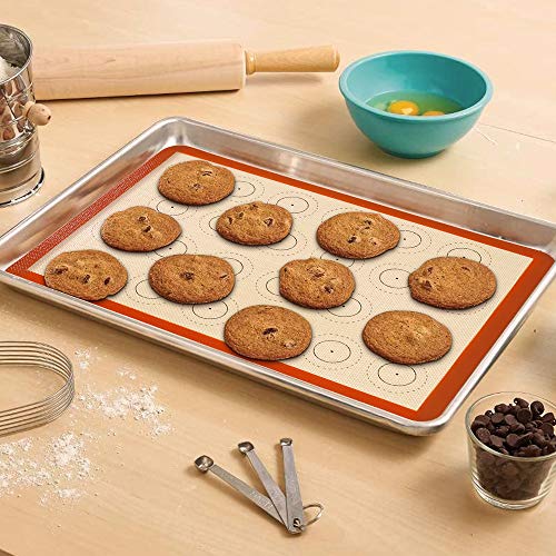 Silicone Baking Mat Set of 3(2 Half and 1 Quarter) Sheet Non Stick Reusable Silicone Pastry Baking Mat for Rolling Dough Kitchen Kneading Mat for Making Cookies, Macaron, Bread, Reusable Oven Liner