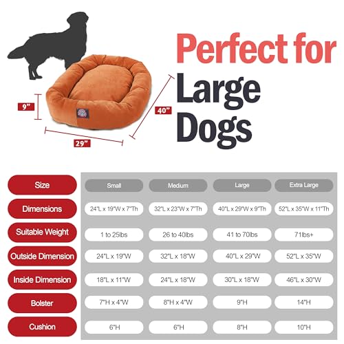 Image of Majestic Pet 40 Inch Micro Velvet Calming Dog Bed Washable - Cozy Soft Round Dog Bed with Spine for Head Support - Fluffy Donut Puppy Mat 40x29x9 (inch) Large - Orange (2025)