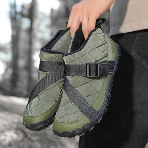 Image of Hike Winter Footwear Barefoot Boots Mens Womens, Waterproof Winter Snow Boots, Warm Ankle Booties, Wide Toe Barefoot Hiking Boots, Non-Slip Zero Drop Sole Hike Shoes for Hiking Walking Outdoor