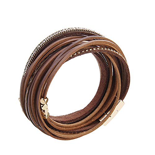Leopard Print Leather Wrap Bracelet in Multilayer Strands Leahter Cuff Bracelets for Women Mother Wife 5