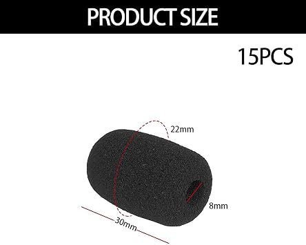 15Pcs Microphone Cover Foam,Universal Mike Microphones Foams Covers | Fit to Headset Mic Disposable Mini Windscreen Protector Dustproof Accessory for Classrooms,Conference Room,Stage(Black)