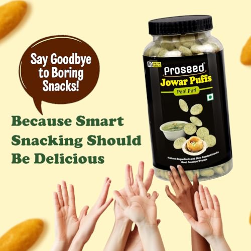 Image of Proseed Jowar Puffs (Tandoori, Pani Puri & Cream Onion) | 150g x 3 Packs (Total 450g) | Slow Roasted & 100% Veg | No Refined Flour, Sugar & Trans-Fat | Gluten Free | No Palm Oil, Healthy Millet Snacks