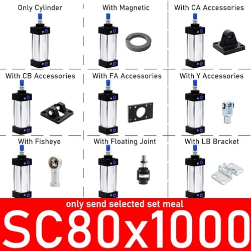 Cylindre pneumatique SC80 double effet course 1000mm avec support LB - 2