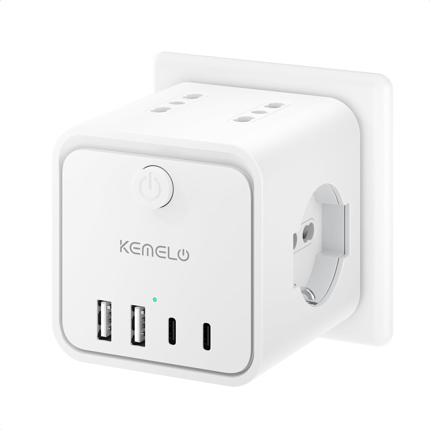 Ciabatta Elettrica Multipresa con 4 Prese Universali 10/16A ITA e Schuko, Ciabatta Multipresa con 2 USB A+2 USB C,Presa Multipla Spina Piatta Salvaspazio con Interruttori per Casa, Ufficio Nero