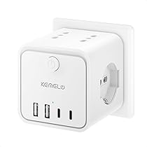 Ciabatta Elettrica Multipresa con 4 Prese Universali 10, 16A ITA e Schuko, Ciabatta Multipresa con 2 USB A+2 USB C,Presa Multipla Spina Piatta Salvaspazio con Interruttori per Casa, Ufficio Nero