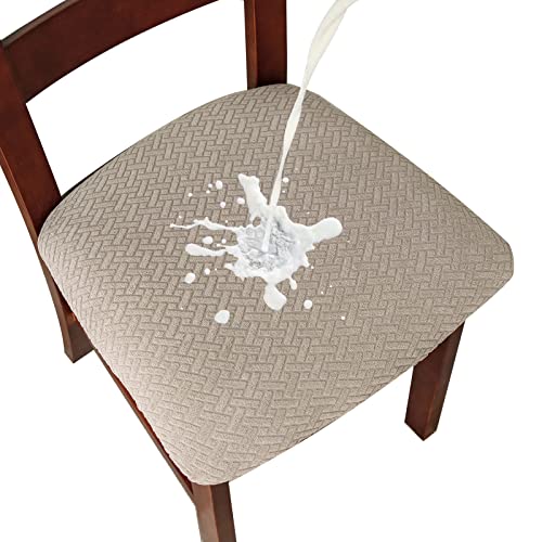 Genina Waterproof Seat Covers for Dining Room Chairs Covers Dining Chair seat Covers Kitchen Chair Covers slipcovers (Khaki, 4 Pcs) by Genina - Used condition - US$23.16