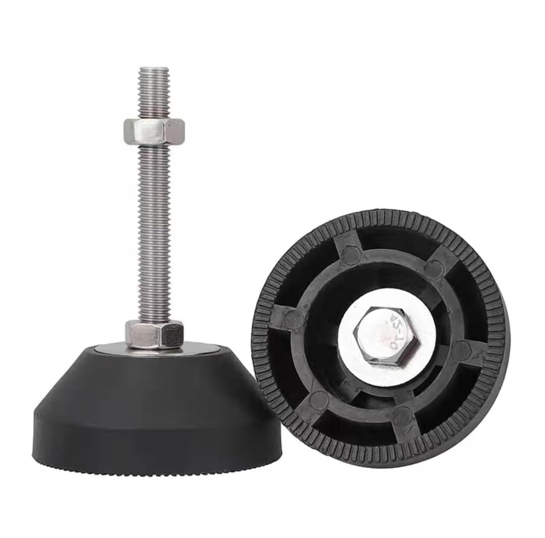 Patas antivibración ajustables D60 D80 para base de goma de piel y tallo de acero inoxidable para mesas de cabi, paquete de 2 unidades (D80 x M16 x 120 mm)