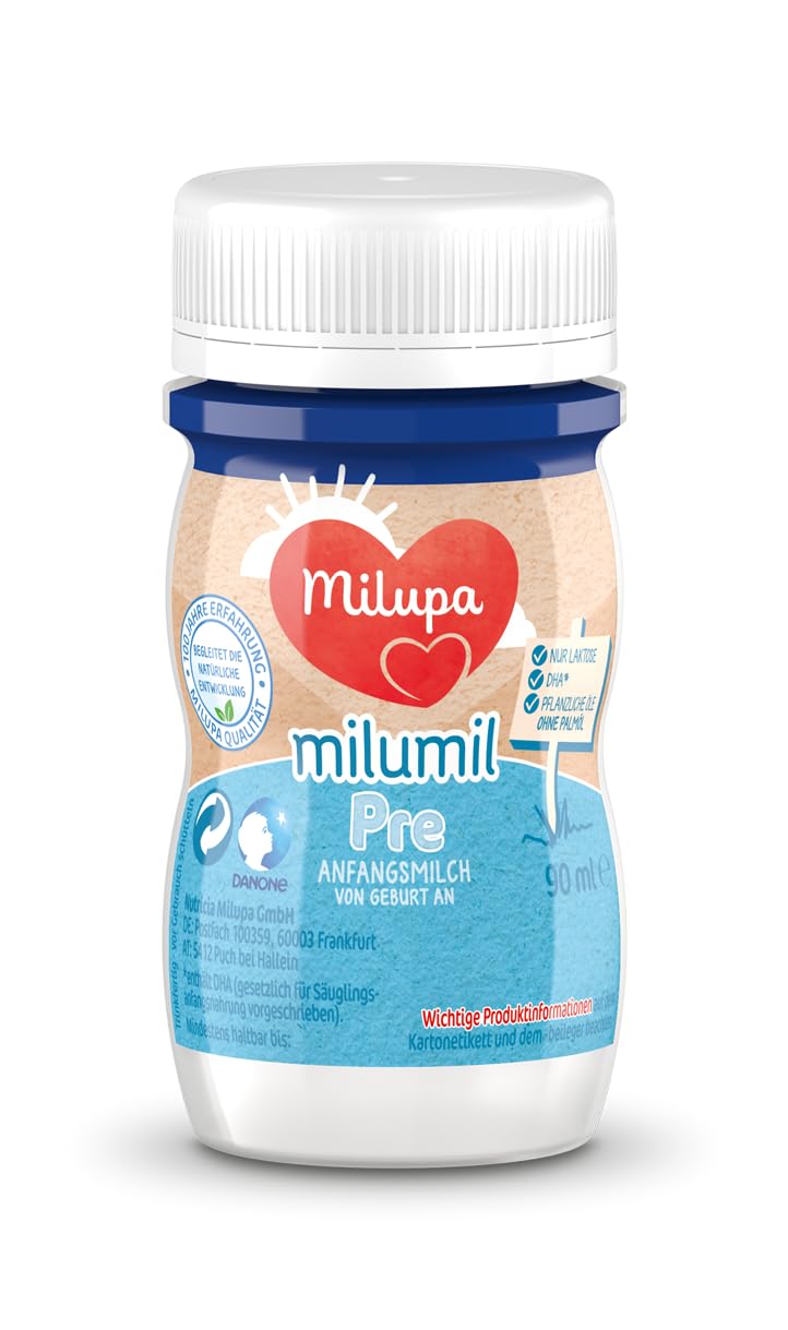 Milupa Milumil Pre – Trinkfertige Anfangsmilch von Geburt an – Mit allen wichtigen Nährstoffen – 24 x 90 ml