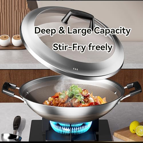 Wok titanio duradero con doble asa y antiadherente miniatura 2