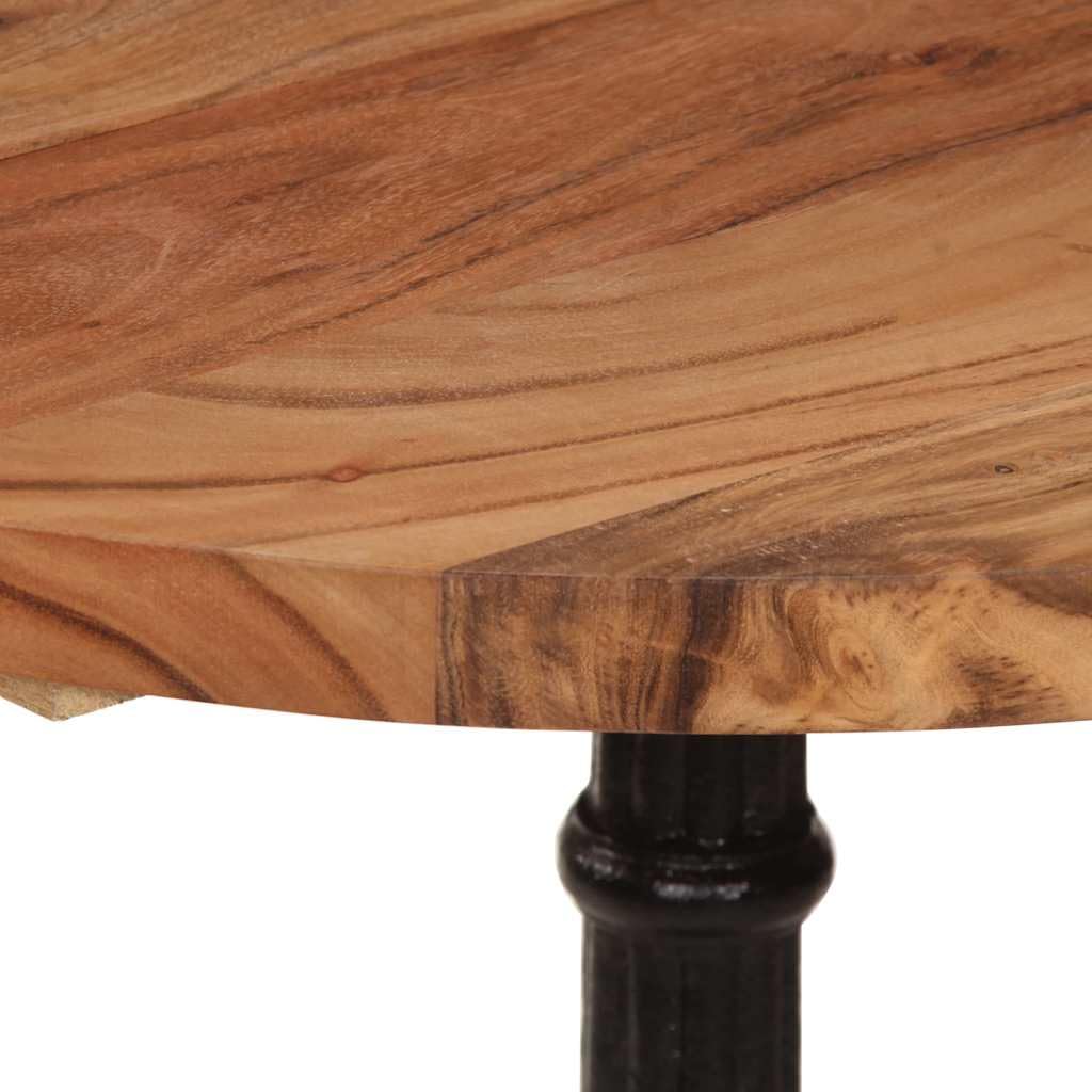 Tavolo da bistrò, Ø 60 x 76 cm, in legno massello di acacia, struttura in ghisa | Tavolo rotondo rustico con robusto piano in vero legno, per balcone, cucina e soggiorno, durevole e facile da pulire