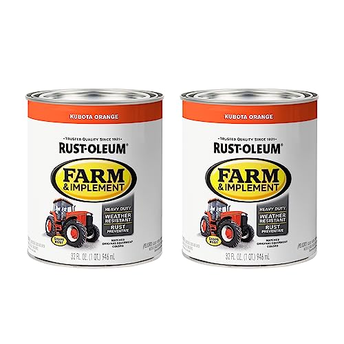 Rust-Oleum 280159-2PK Farm & Implement Enamel Paint, Quart, Kubota Orange, (Pack of 2)