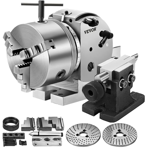 Vevor 5Inch 3 Jaw Chuck Dividing Head Set Precision Semi Universal Dividing Head for Milling Machine Rotary Table Tailstock Milling Set
