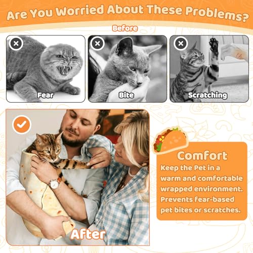 Image of 31.5 inch Large Cat Grooming Wrap for Cutting Nails, Self-Stick Dog Cat Burrito Wrap with Nail Clippers Kit, Soft Tortilla Blanket Pet Tool Gifts for Multifunctional Care Medicine Anti-Escape