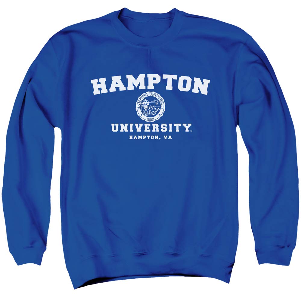 Hampton University Official Circle Logo Unisex Adult Crewneck Sweatshirt, Royal Blue, X-Large