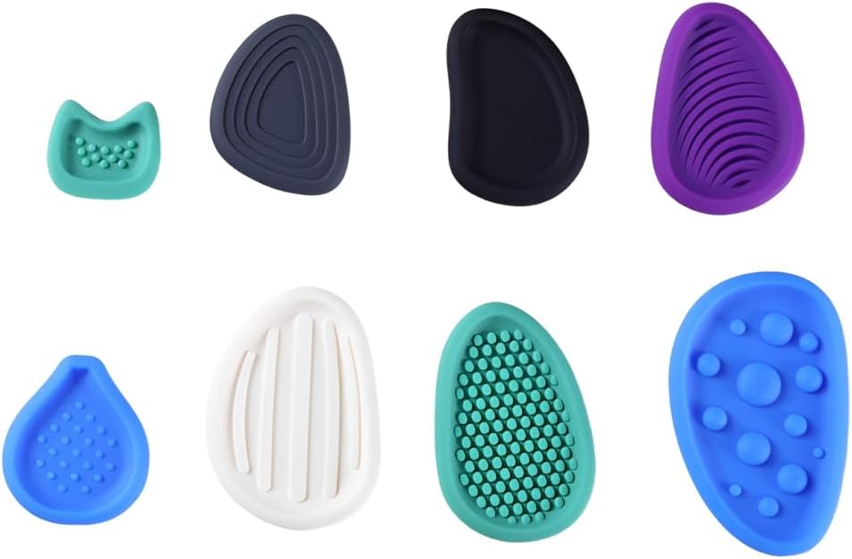 Pack of 8 Fidget Toys, Sensory Stones, Anti-Stress Toy for Adults and Children, Worry Stone for Concentration and ADHD, Sensory Toy for School and Travel, Soft Silicone