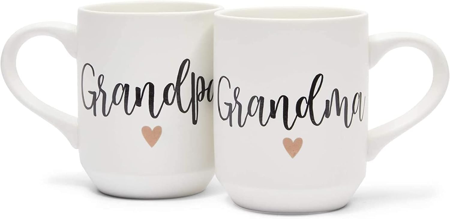 Sparkle and Bash Grandma & Grandpa Mugs - 15 Oz White 2-Pack Ceramic Modern - Grandparent Announcement Coffee Mug Set - Gifts for Grandparents First Time - Image 8
