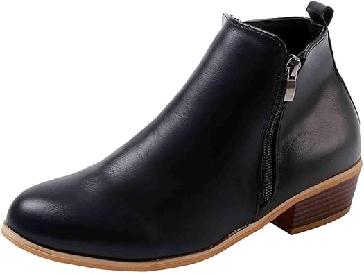 Womens Ankle Boots Classic Low Heeled Chelsea Booties Faux Suede Side Zipper Short Boots Fall Fashion Casual Shoes