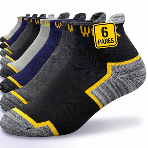 Calcetines Trabajo Hombre y Mujer Verano – Tobilleros Cortos 95 % Algodón con Talón/Punta Reforzados – Work Socks Transpirables Uso Profesional (FR/ES, Números, 40, 46, Regular, Regular, M/E)