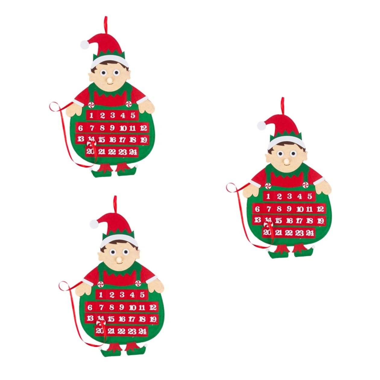 Cabilock 3 Stück Festlicher Adventskalender Countdown Hängende Dekorationen Kreativer Weihnachtsschmuck