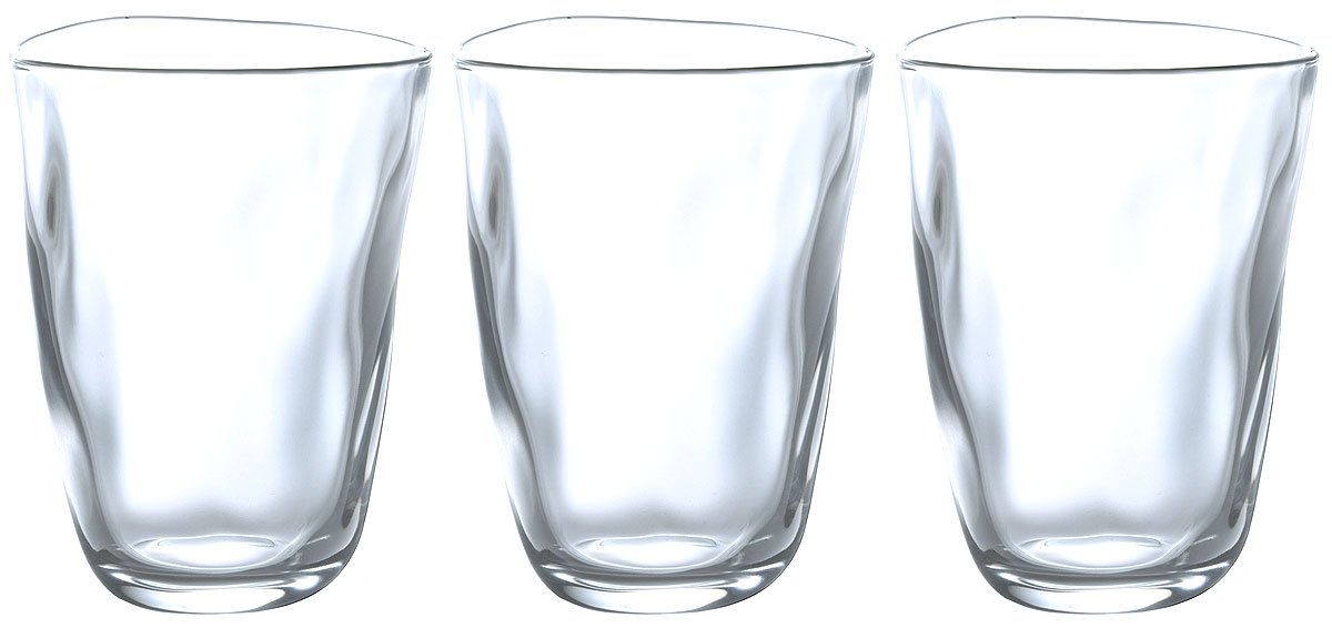 Aderia Durable Glass Tumbler Set of 3 Clear 9.8oz Dishwasher Safe Japan