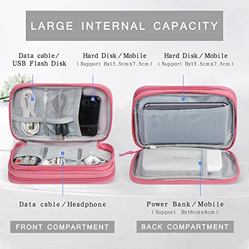 Skycase Travel Cable Organizer,Electronics Accessories Cases, All-In-One Storage Bag,[Waterproof] Accessories Carry Bag For Usb Data Cable,Earphone Wire,Power Bank, Phone,Pink #TOP2