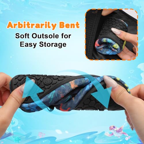 Image of LeIsfIt Kids Water Shoes Girls Boys Quick Dry Aqua Socks Breathable Swim Shoes Non-Slip Barefoot Socks for Beach Surf