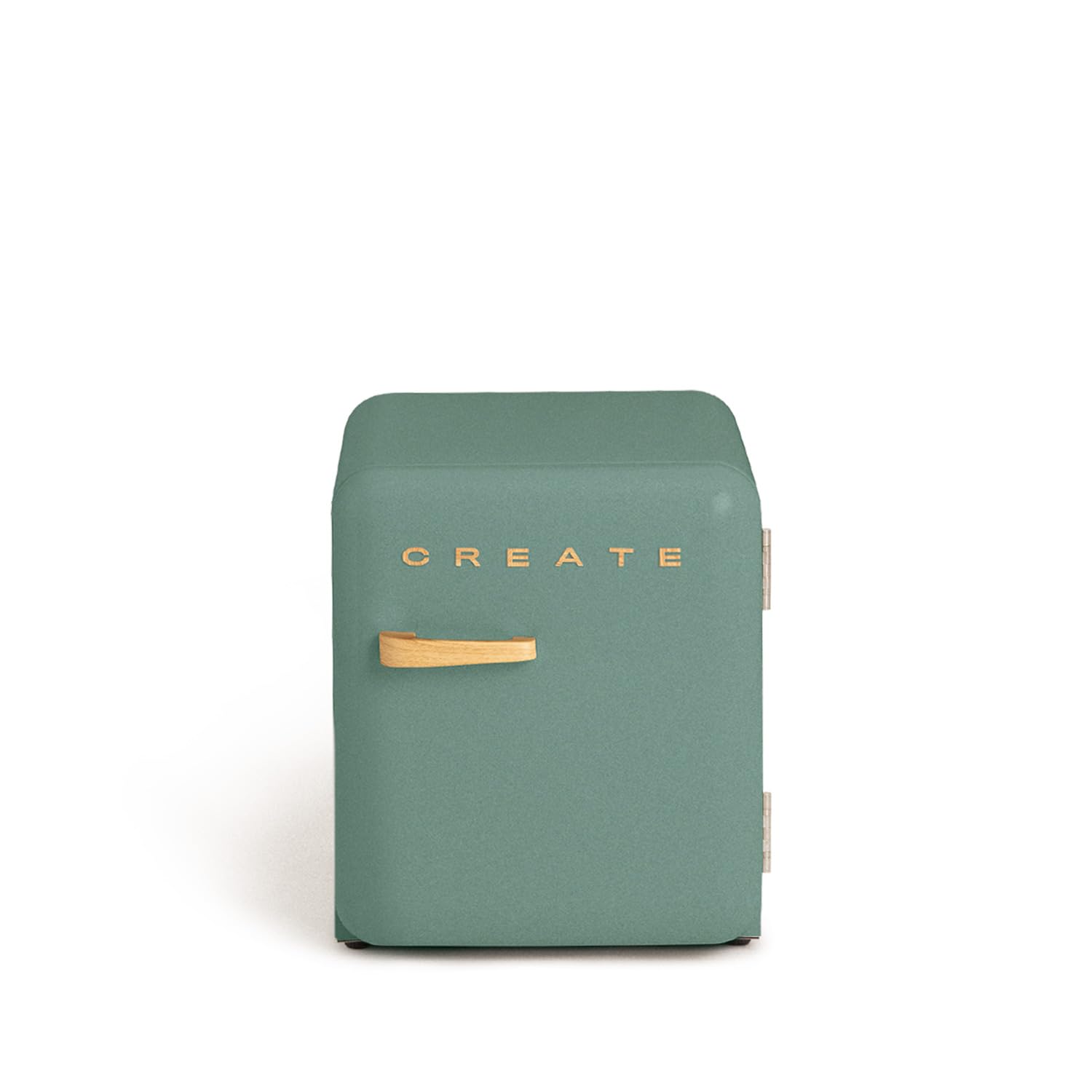 CREATE / RETRO FRIDGE 50 WOOD/Refrigerator green sage wood handle / 85W. minibar. one shelf. retro design. 50 cm. two shelves. capacity of 48L. low consumption. 50x44x50 cm