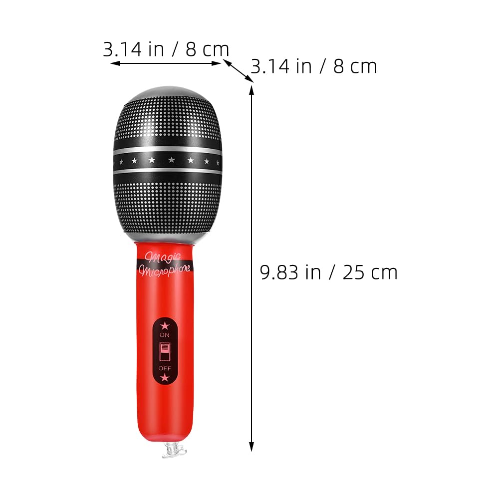 LOGOFUN 10Pcs Inflatable Microphones Large Blow Up Microphone Plastic Inflatable Microphone Props for 80s 90s Musical Concert Themed Party Favors - 25CM