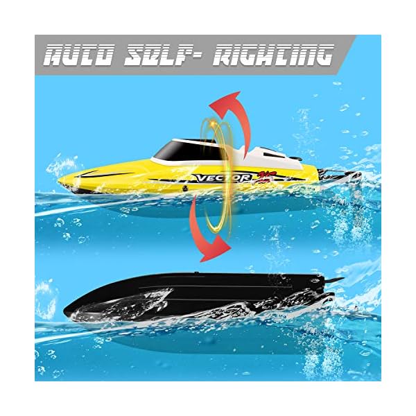 YEZI Udi001 Ferngesteuertes Boot für Pools und Seen, Venom, schnelles RC-Boot für Kinder und Erwachsene, selbstaufrichtendes ferngesteuertes Boot mit zusätzlicher Batterie (gelb) – Bild 4