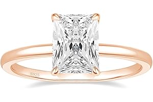 3CT 925 Sterling Silver Rose Gold Radiant Engagement Ring