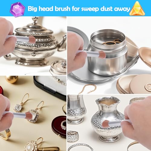 Palksky Jewelry Cleaning Brush Set, Sterling Silver Polish Cloth Kit, Silverware Care Products, 5PCS - Thumbnail 7