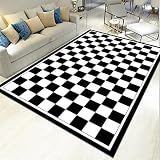 RUGMRZ Tapis Exterieur Terrasse Grande Taille Tapis Sol Enfant Tapis de Zone, Impression Damier Noir et Blanc, Tapis de Salon, Isolation phonique, Doux et Lavable 200X300CM Tapis D' Eveil