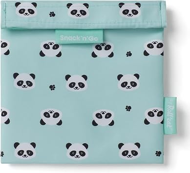 ROLLEAT SnacknGo Animals | Reusable Snack Bag | Kids Snacks Container | Eco Friendly Food Bag | Reusable Bag for Snack Storage | Panda Design