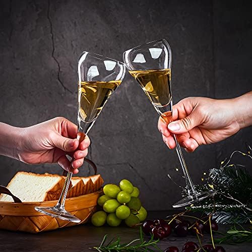 Amisglass Champagne Flutes Set of 6, 100Lead Free Quality Sparkling Wine Stemware Set, Mimosa Cocktail Glasses Perfect for Weddings Anniversaries and Catered Events - 200ml