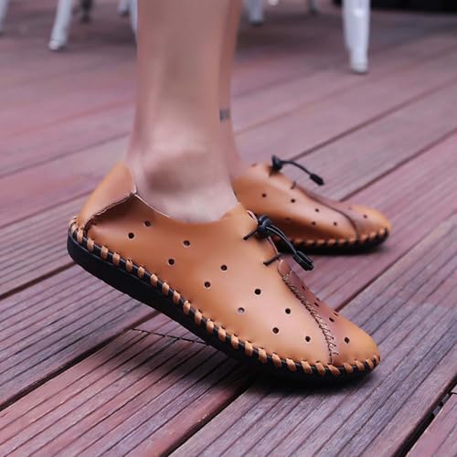 Men's Classic Loafers Summer Hollow Walking Casual Shoes Soft Breathable Business Retro Shoes Non-Slip Flat Driving Shoes3