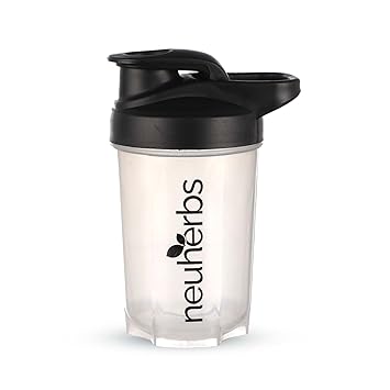 Neuherbs Plastic Gym Protein Shaker Bottle For Protein Shakes With Whisk Ball | Bpa Free| 100% Leak Proof | 400 Ml | Black & White Color, 400 milliliter - image, photos