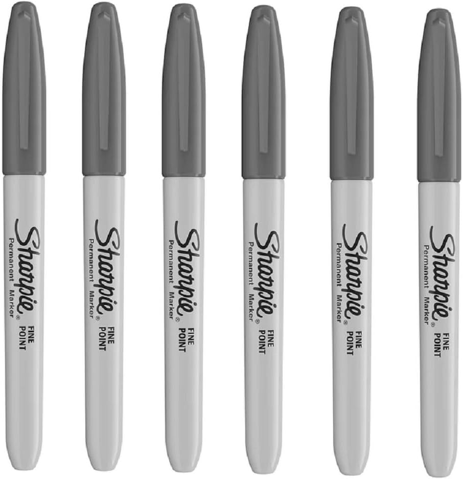 Sharpie – Rotulador permanente de punta fina, color gris pizarra, paquete de 6