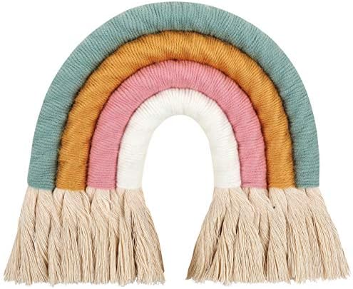 Rainbow Wall Hanging,Rainbow Wall Art,Handmade Macrame Rainbow Wall Decor for Nursery Kids Room Home Decor
